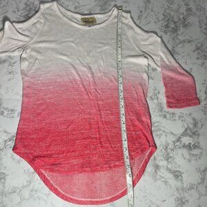 Roebuck & Co White and Pink Ombre Cold Shoulder Top Size Lg (14)